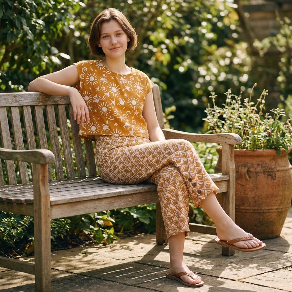 C&C California Mustard Floral Crop Jumpsuit & Patterned Pants Set